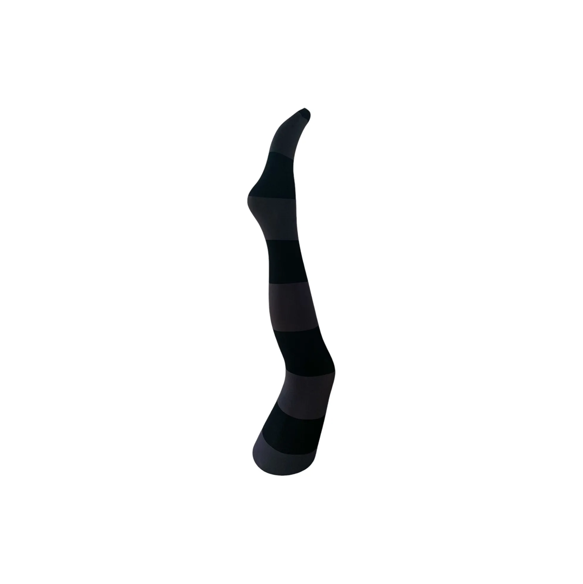 Inge wide stripe tights, dark grey w. black stripe