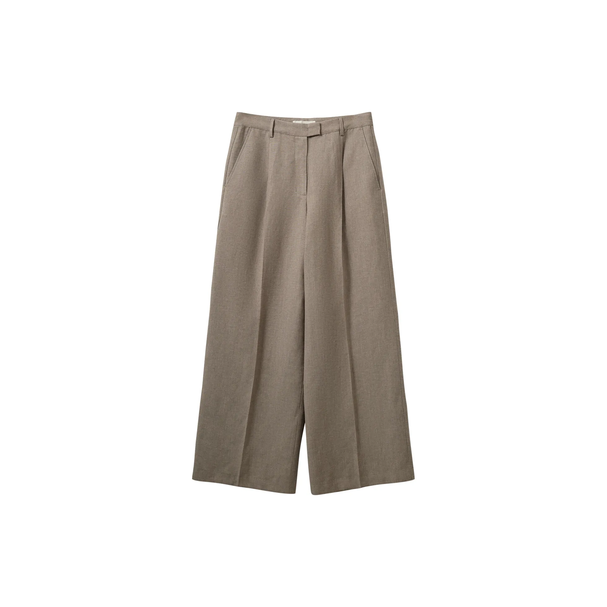 IZRASW LINEN MIX TROUSERS, dark sand