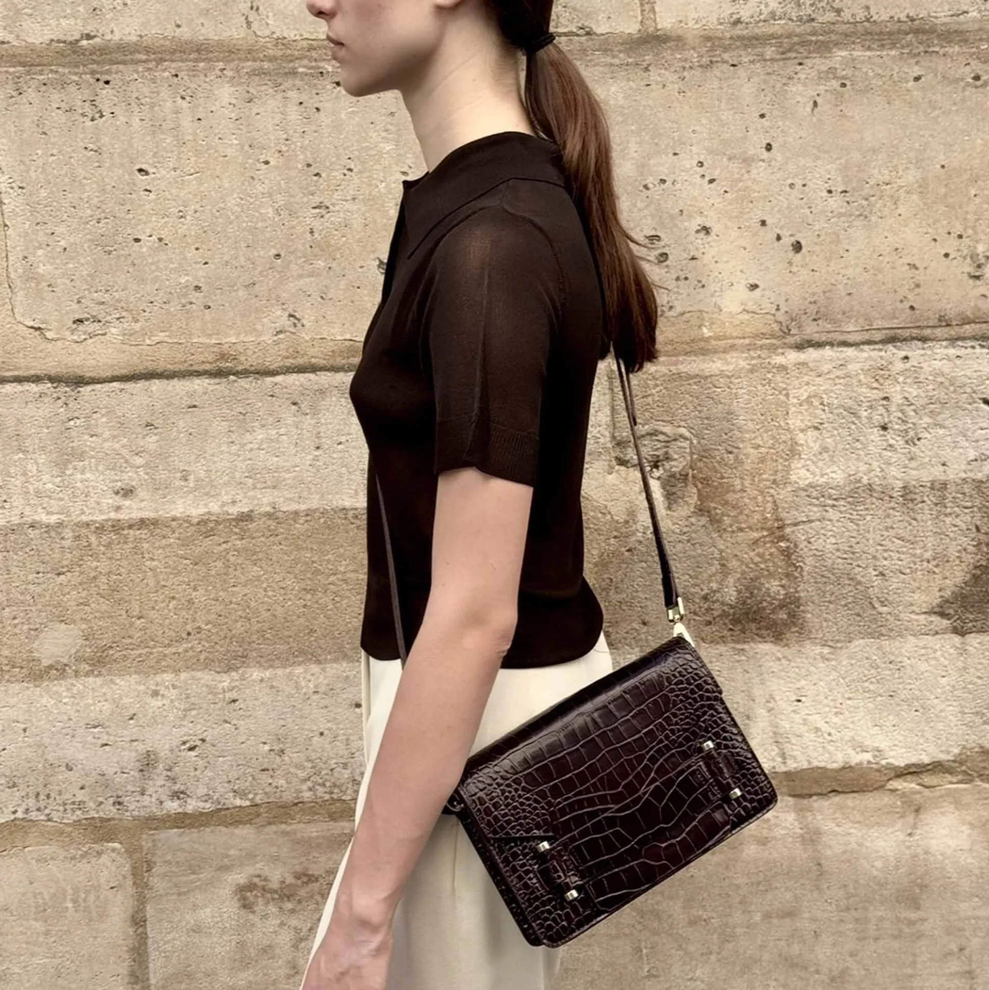Jolie Grande taske, brown croco