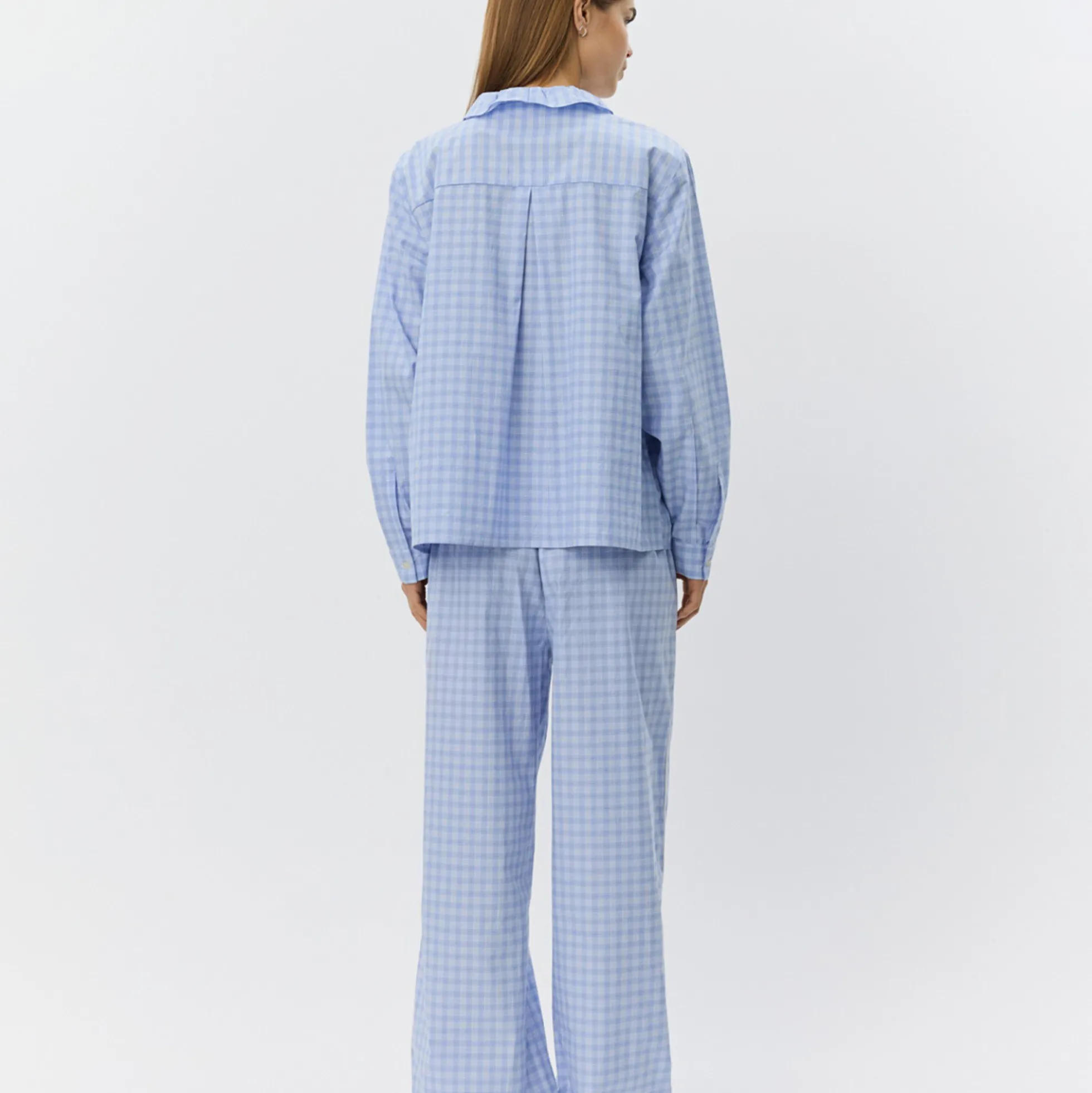 JordenSW Check Wide Leg Trousers, blue