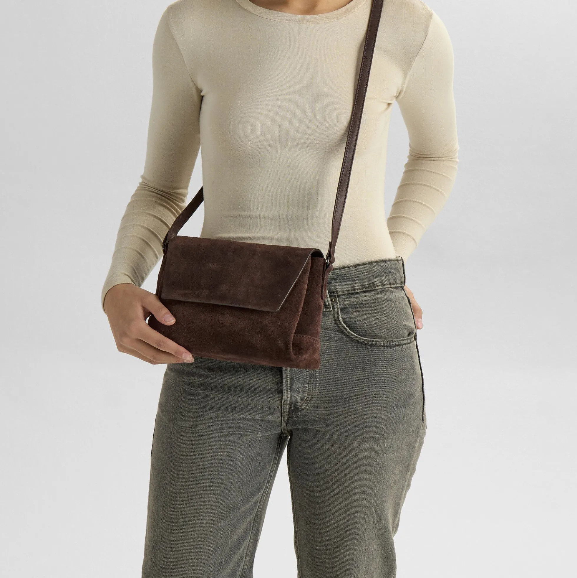 JulesMBG Crossbody Bag Suede, dark brown