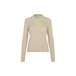JulioLL Knit Polo LS, beige