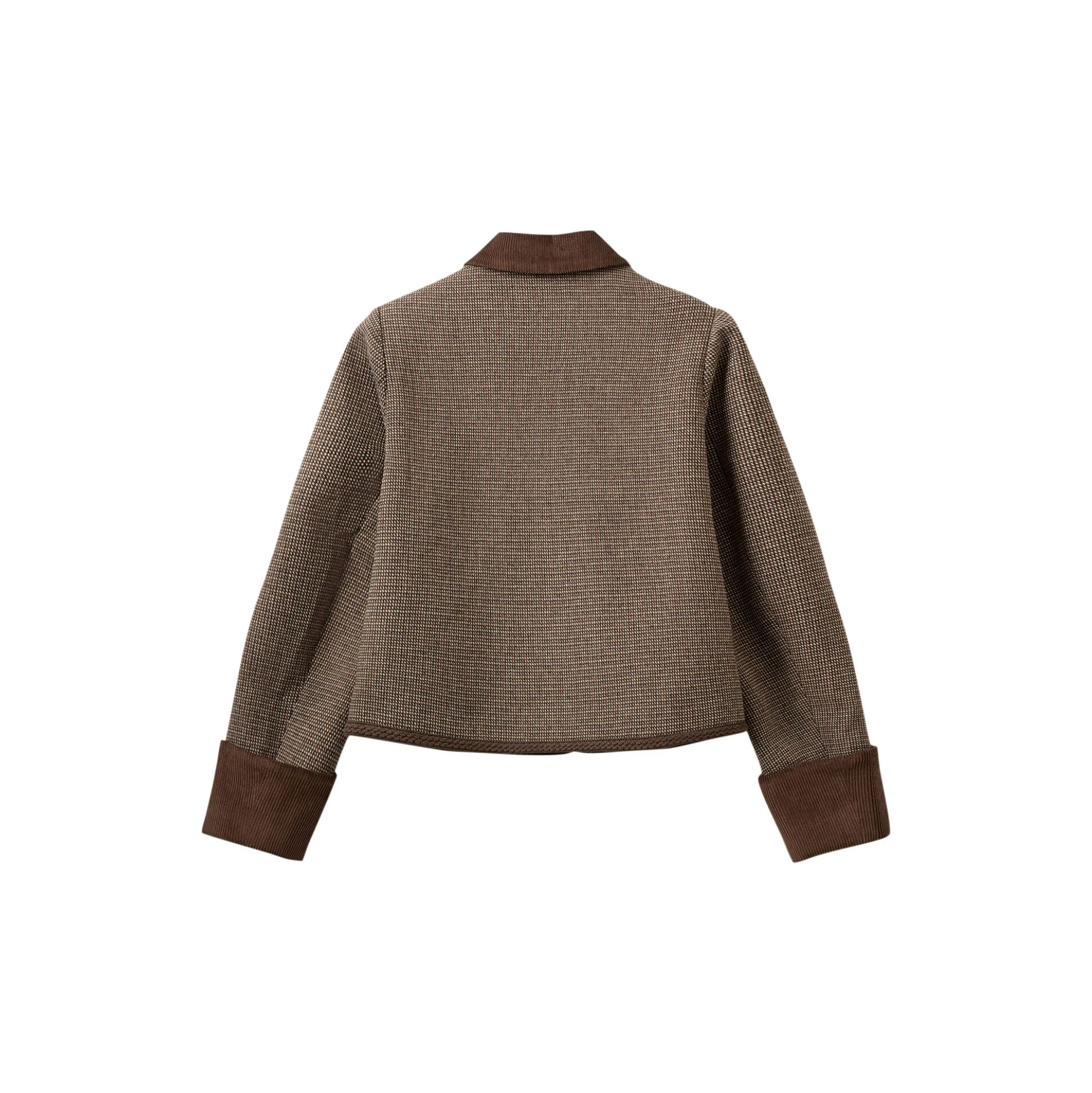 KAMIKKASW SHORT TWEED JACKET, brown check