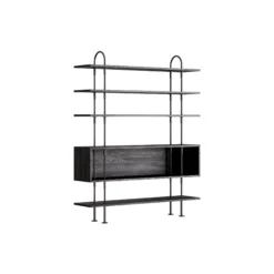 Keen Shelving, black brass/ash veneer