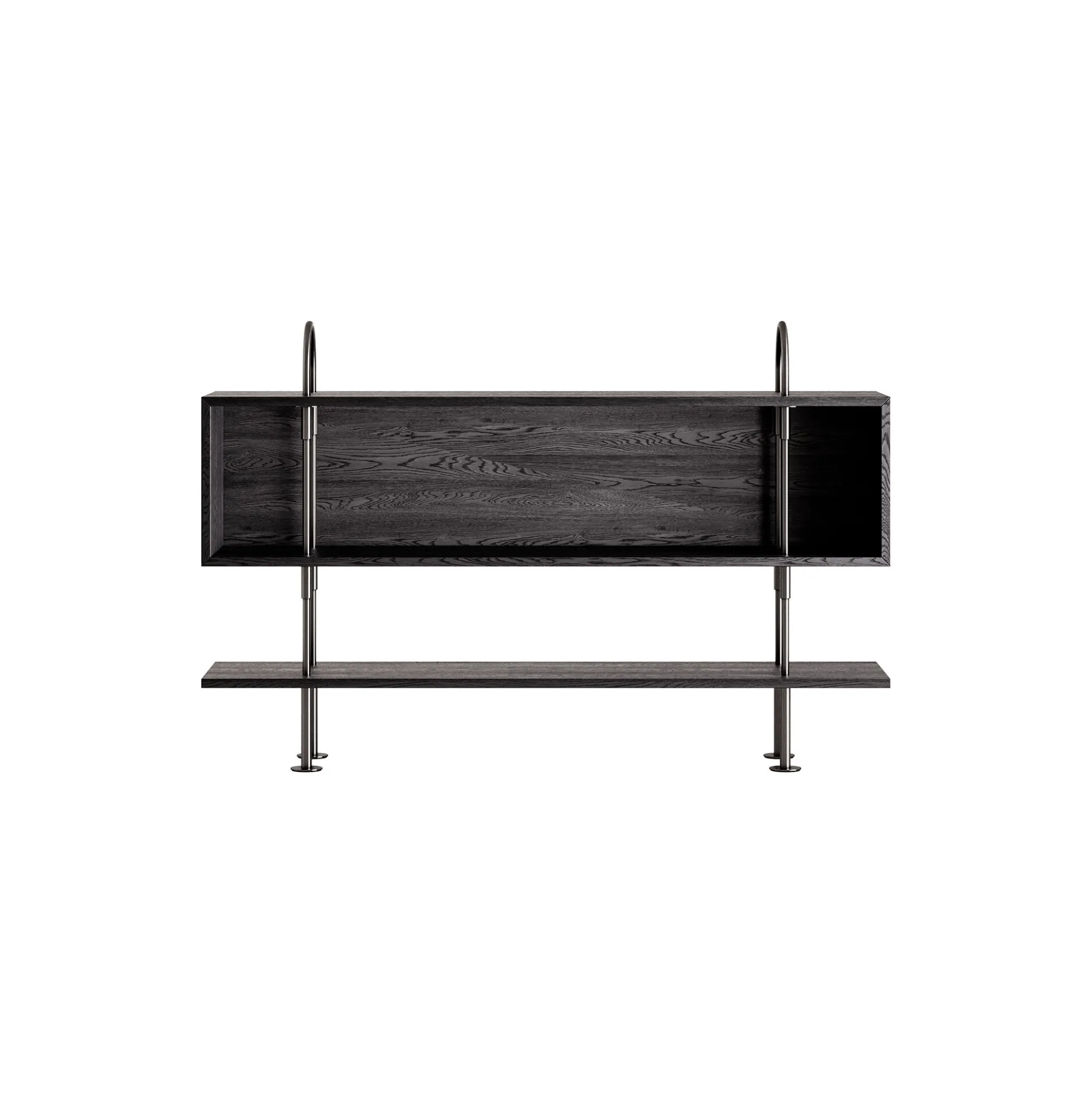 Keen Shelving, black brass/ash veneer