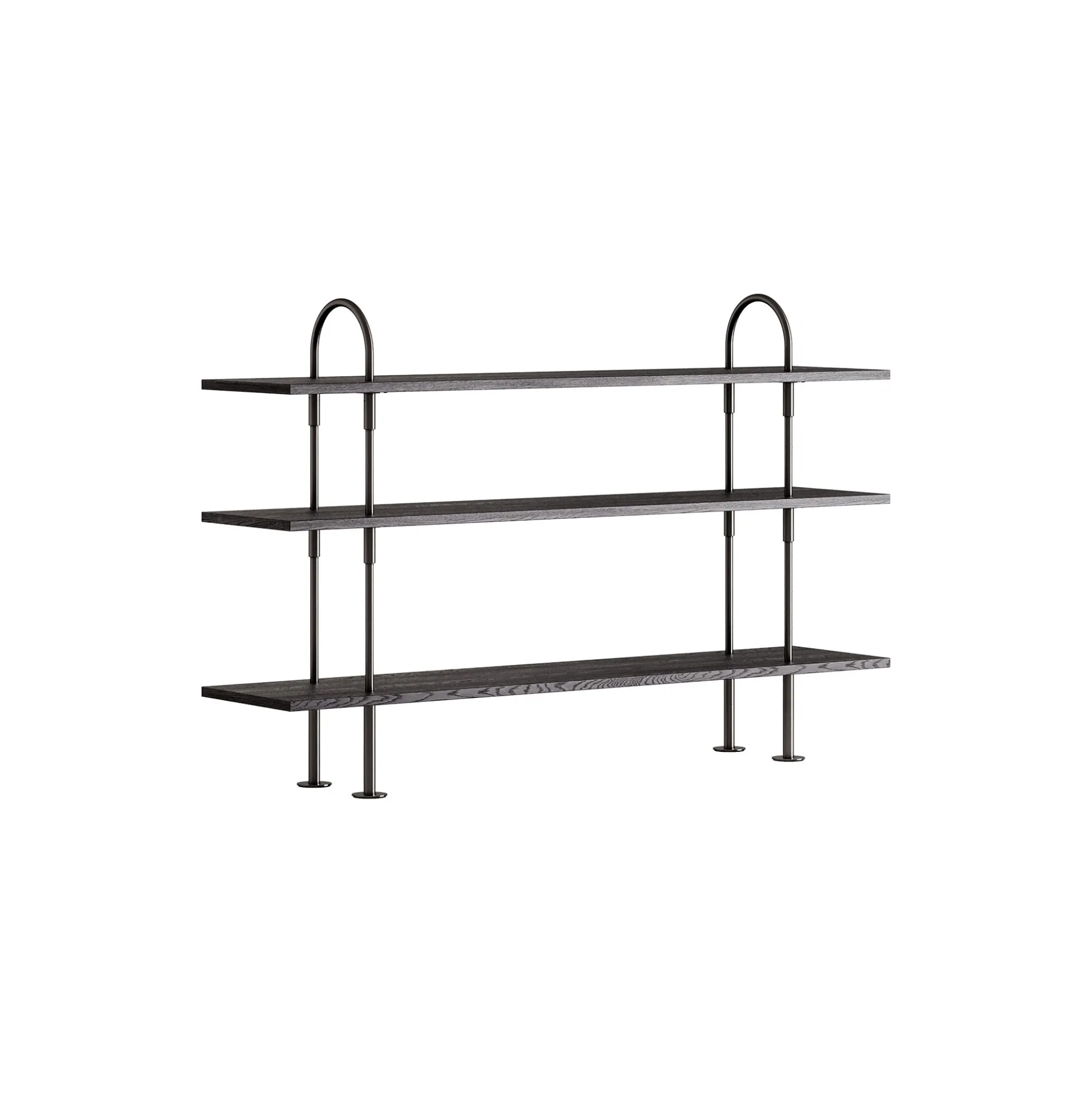 Keen Shelving, black brass/ash veneer