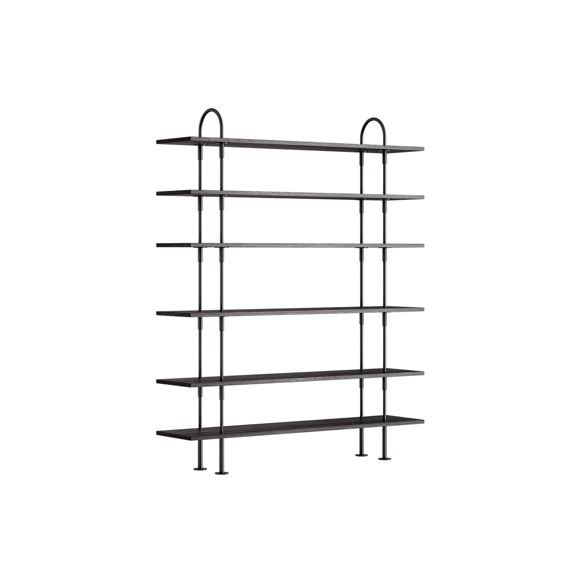Keen Shelving, black brass/ash veneer