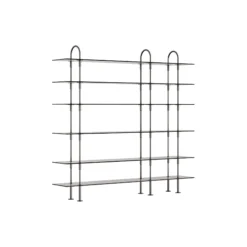 Keen Shelving, black brass/smoked tempered glass