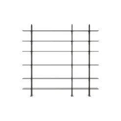 Keen Shelving, black brass/smoked tempered glass