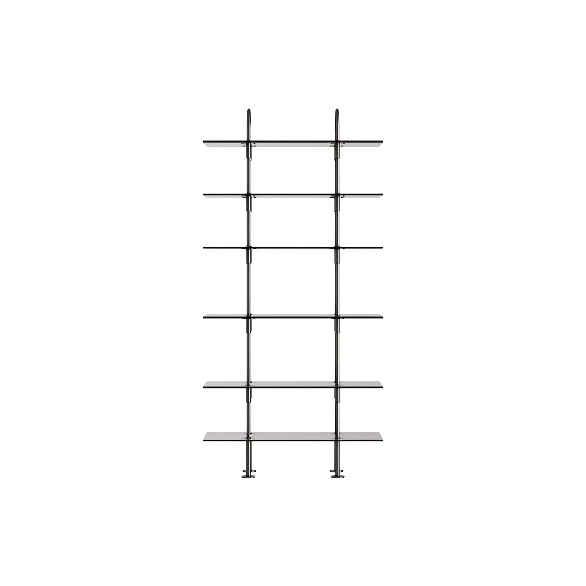 Keen Shelving, black brass/smoked tempered glass