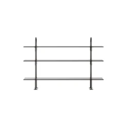 Keen Shelving, black brass/smoked tempered glass