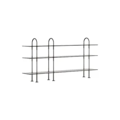 Keen Shelving, black brass/ smoked tempered glass