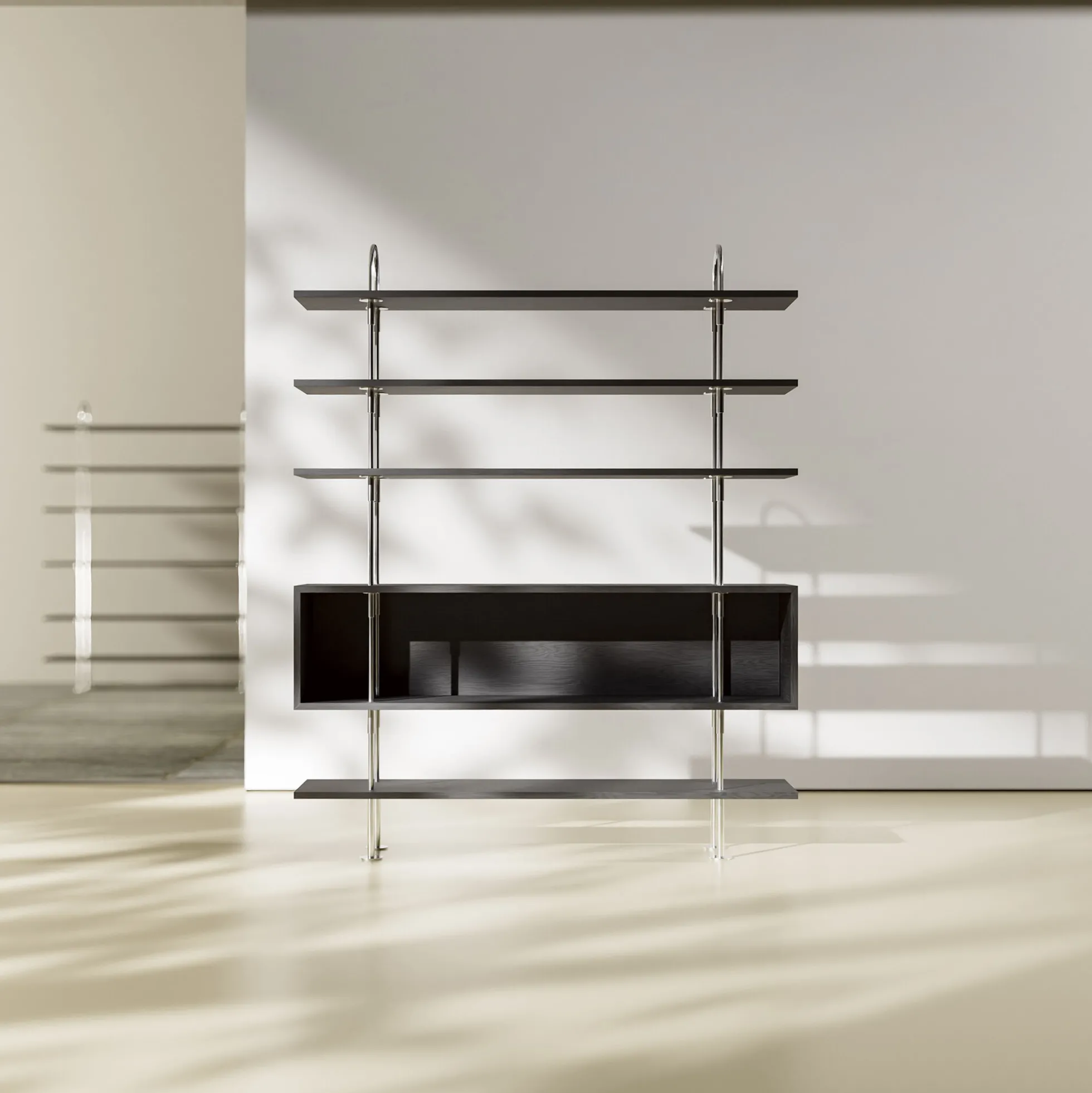 Keen Shelving, steel/ash veneer
