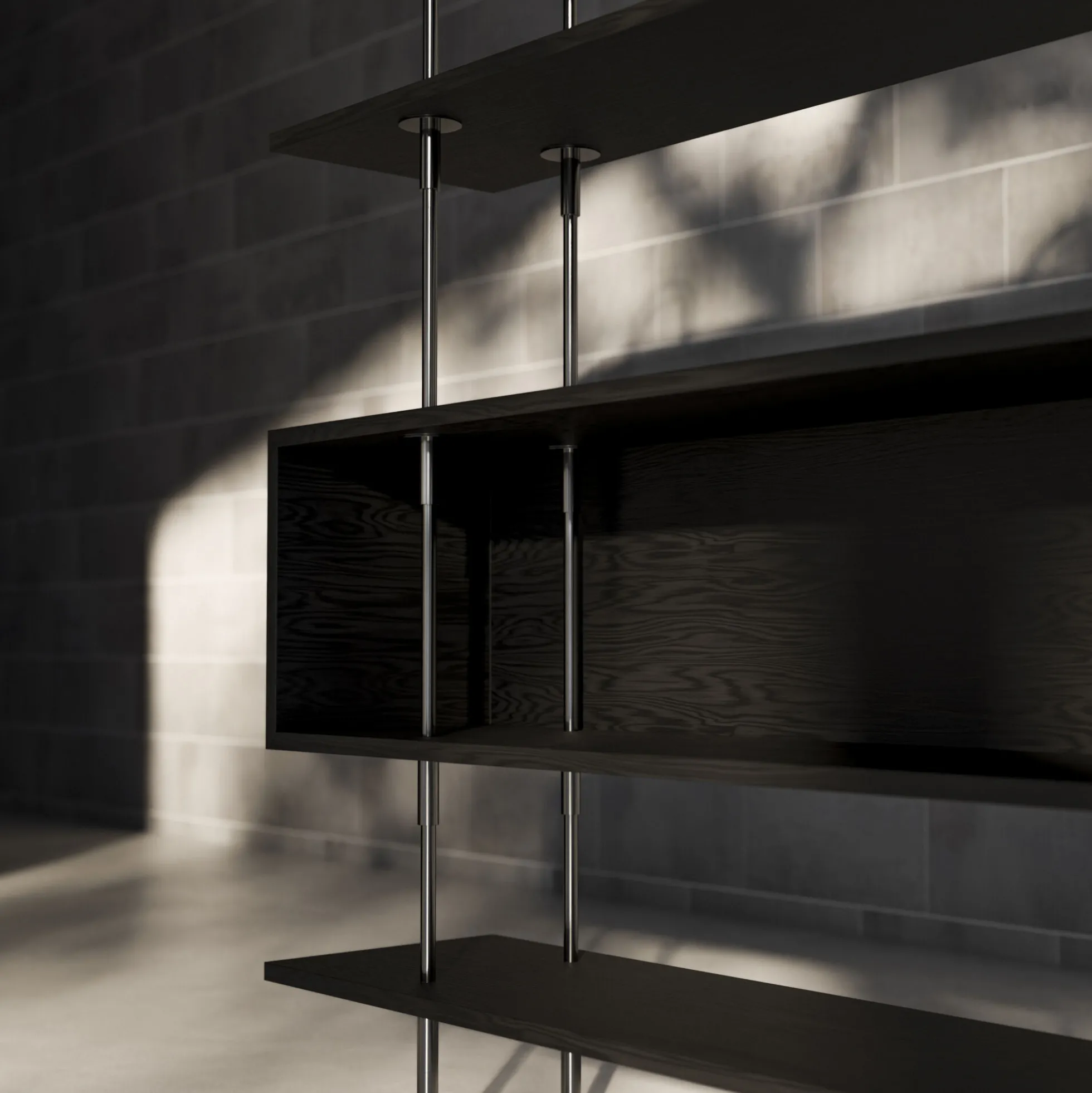 Keen Shelving, steel/ash veneer