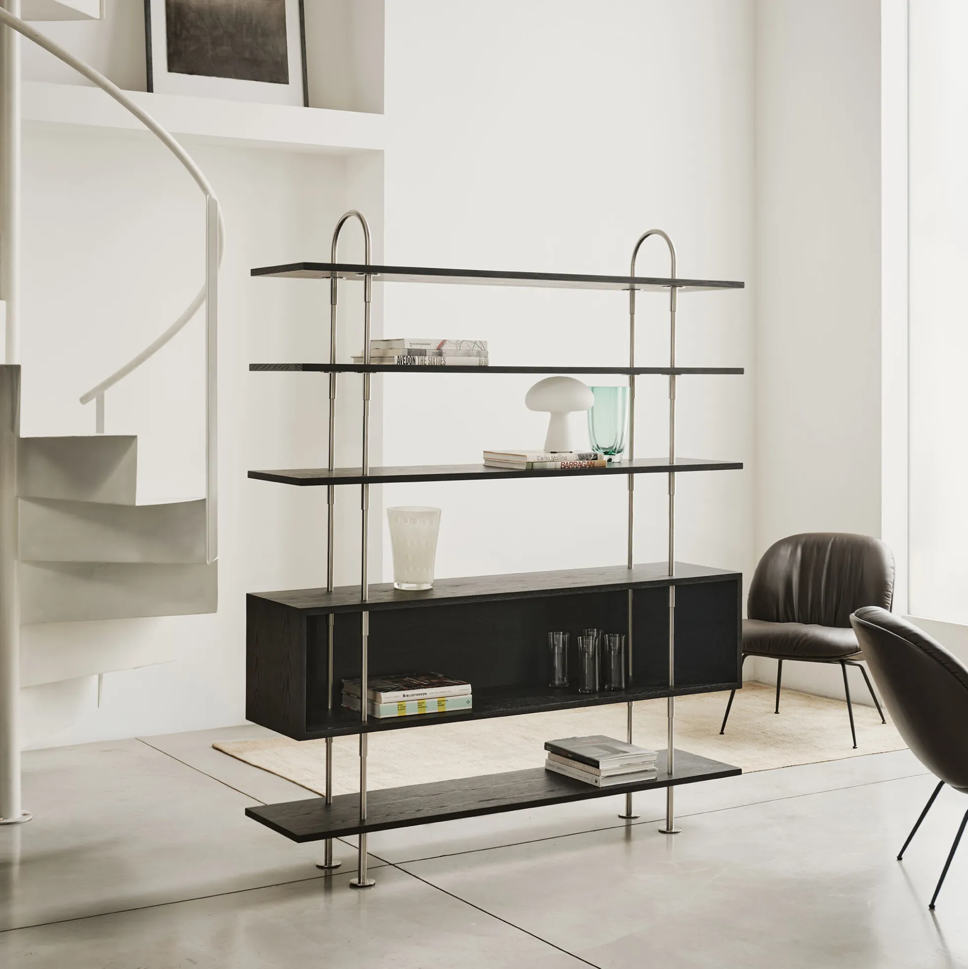 Keen Shelving, steel/ash veneer