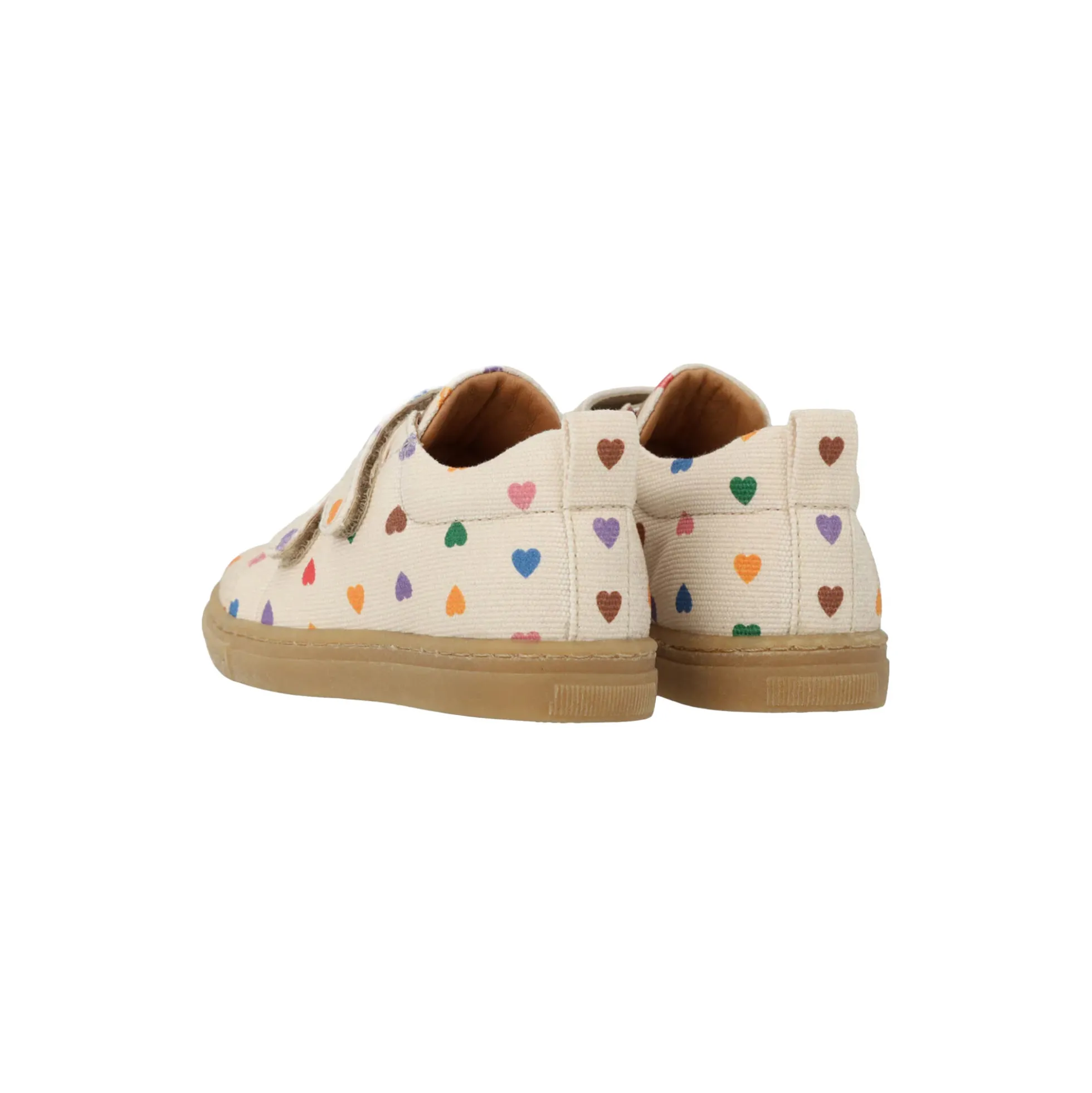 Klassisk sneaker i recycled bomuldskanvas, multi hearts/tan