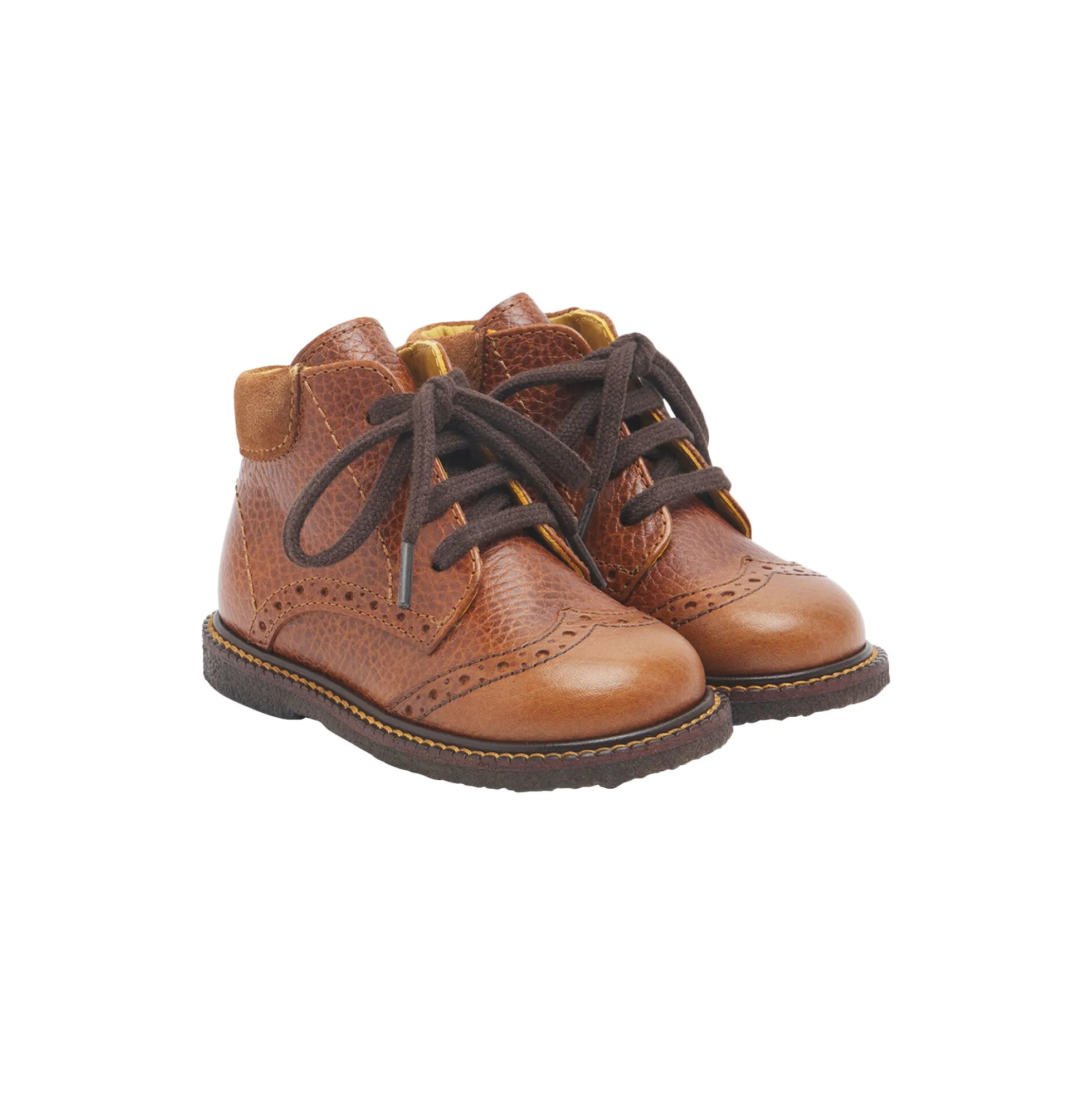 Klassisk snøresko med brogue detaljer, cognac