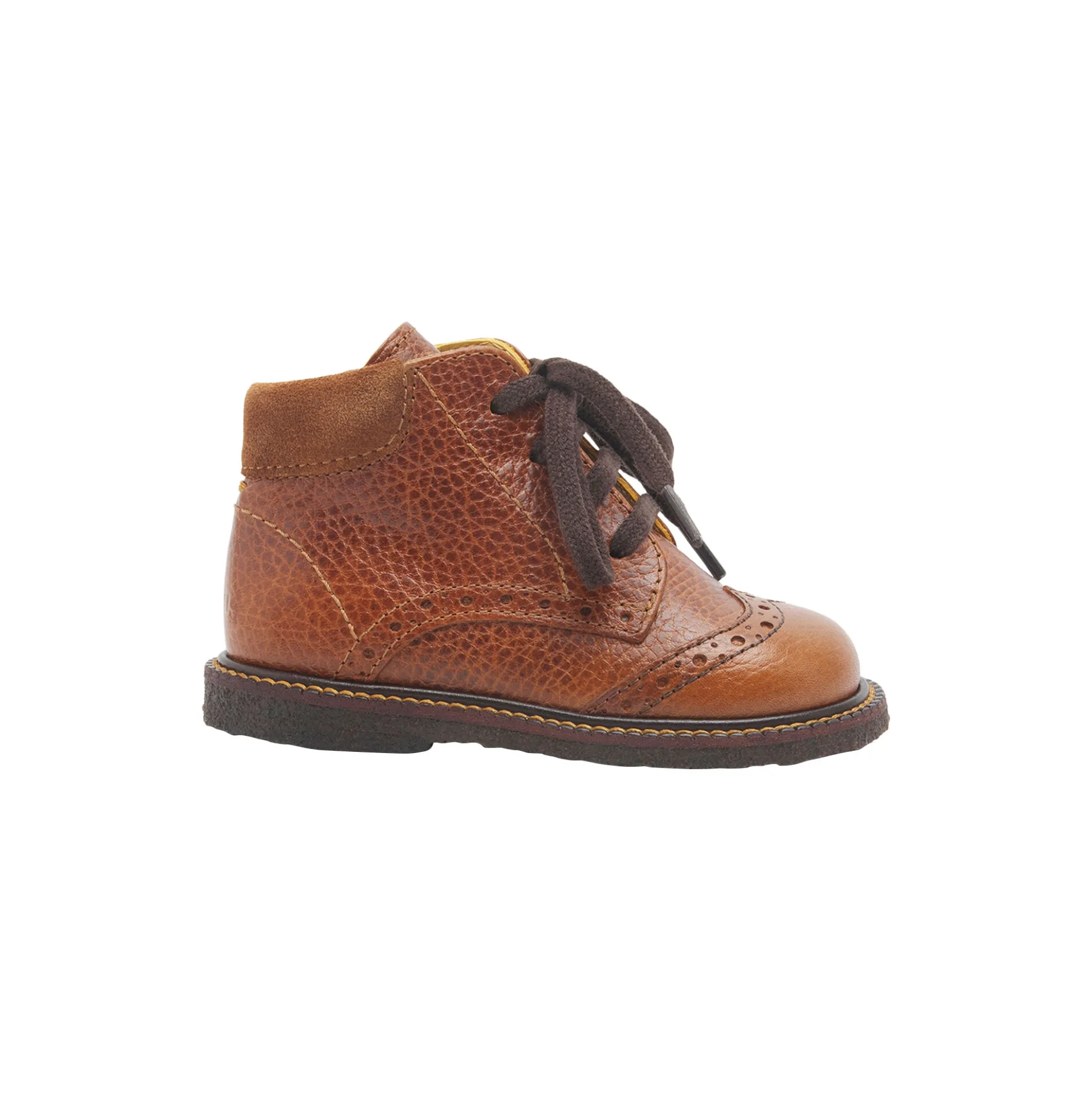 Klassisk snøresko med brogue detaljer, cognac