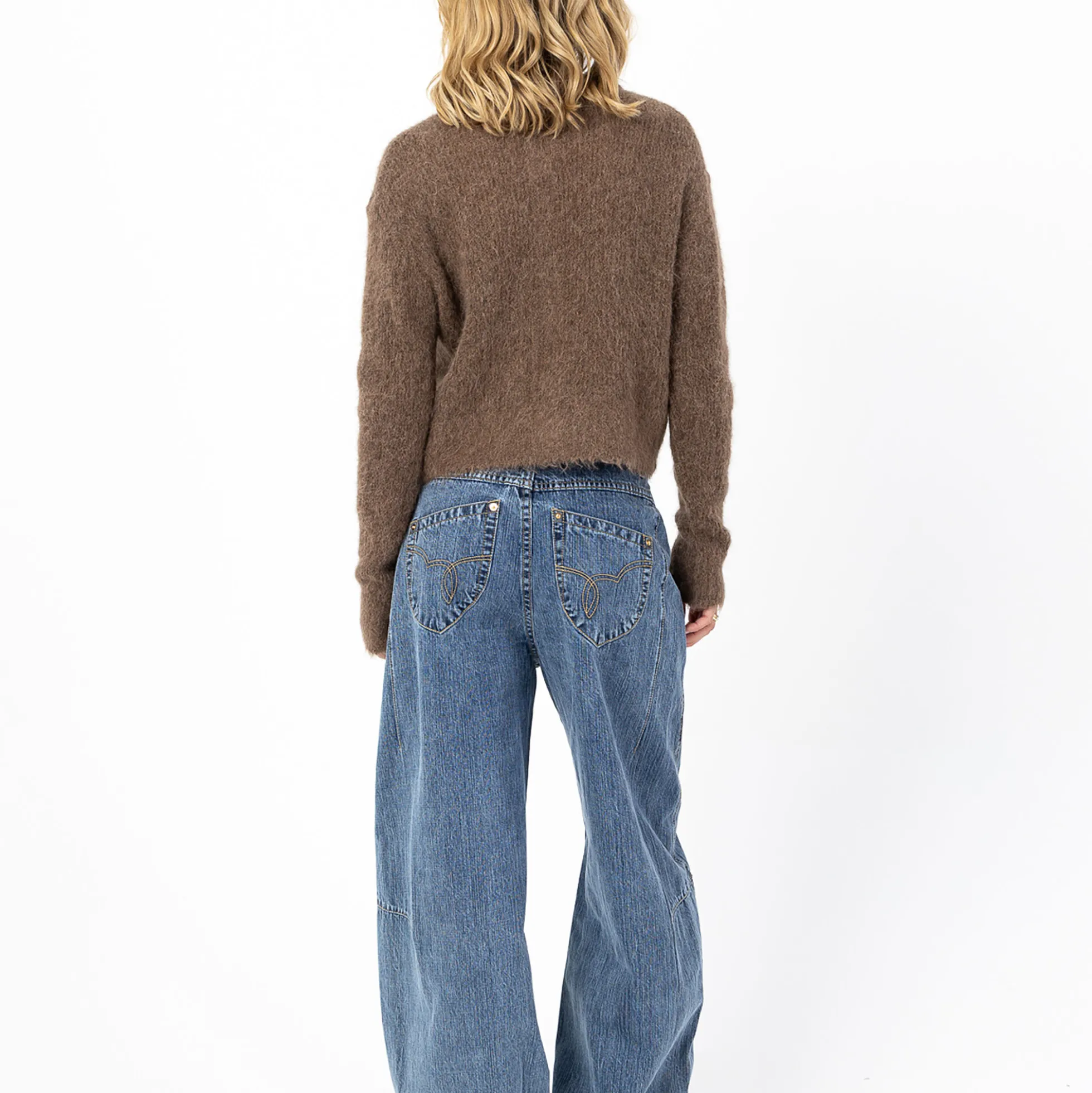 Knit cardigan in alpaca, mocca mousse