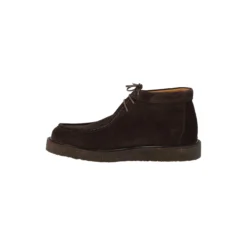Lace-up shoe with decorative trim, dark brown
