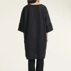 Lazy linen kjole med paneler, black