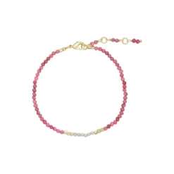 Lea armbånd m. ædelstene, goldplated/rhodolite
