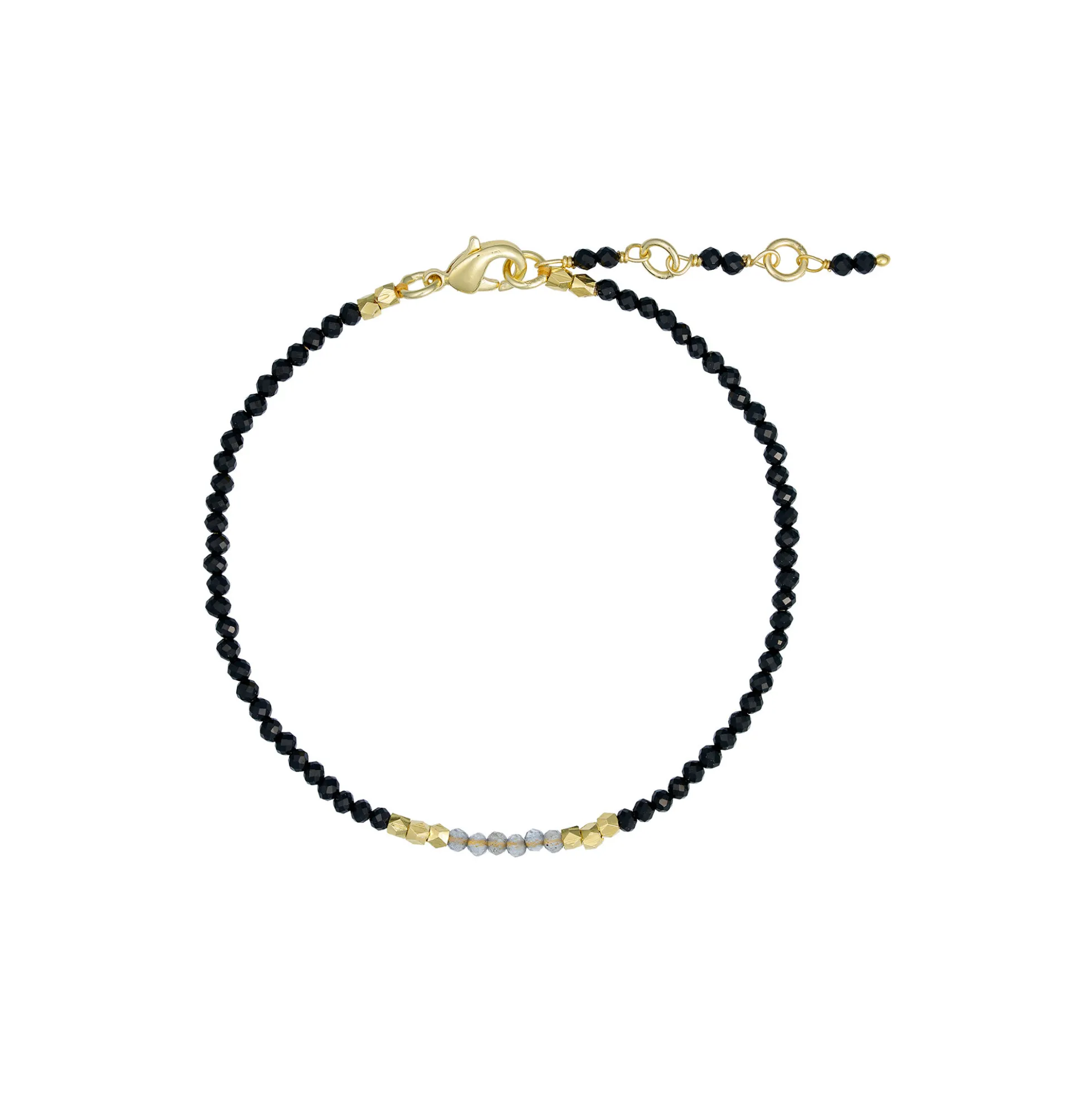 Lea armbånd m. ædelstene, guldbelagt/black spinel