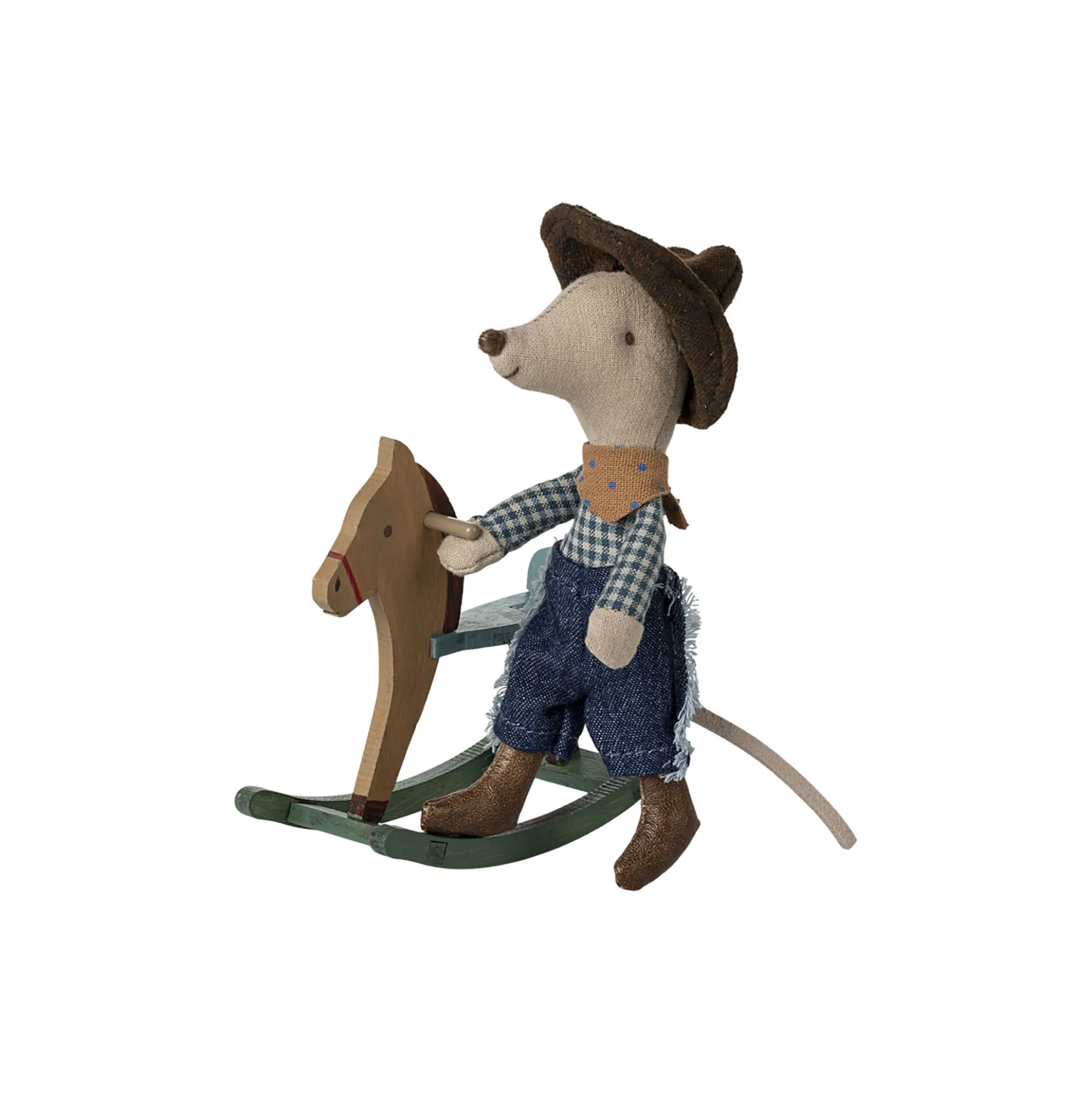 Lillebror cowboymus på gyngehest