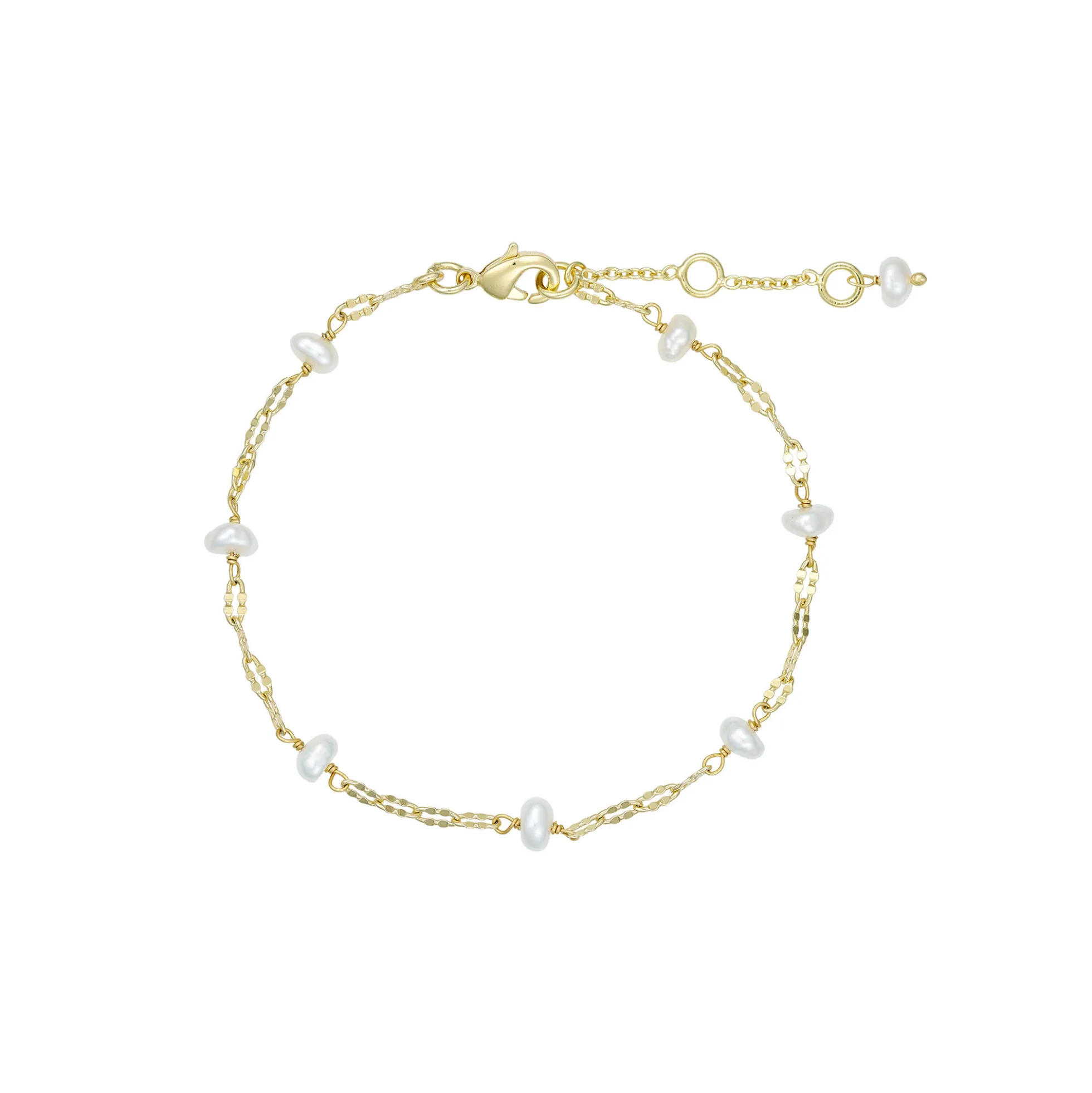 Lina armbånd, guldbelagt/white pearls