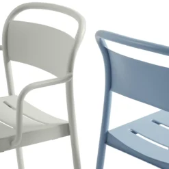 Linear Steel Armchair, pale blue