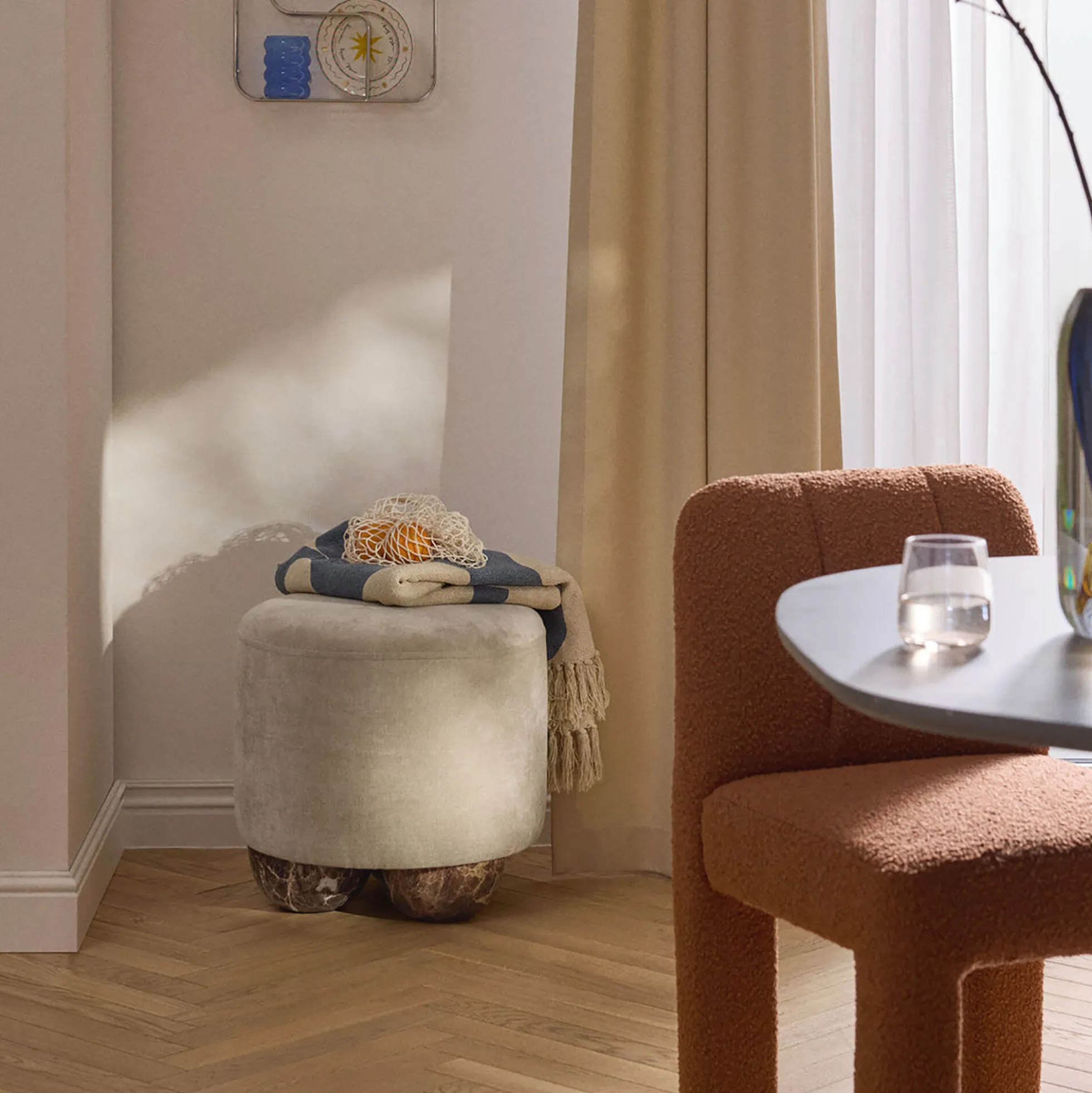 Lino Pouf, beige/light brown