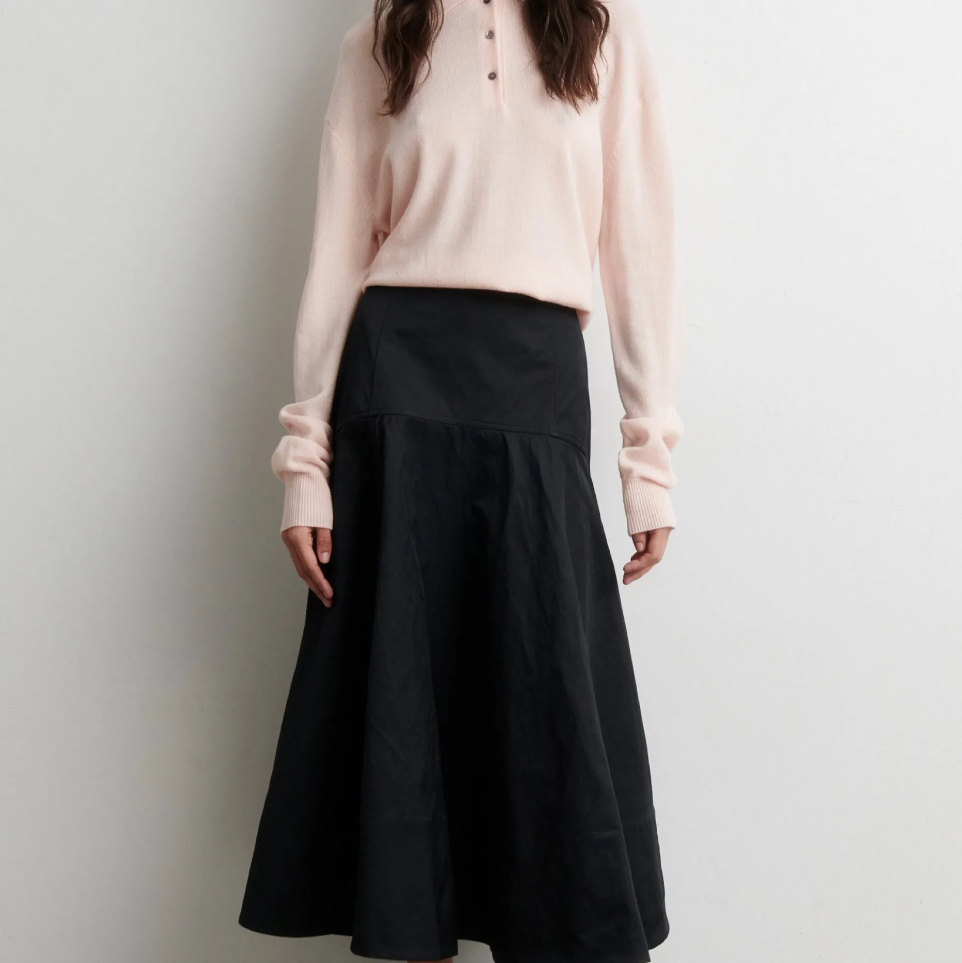 Longo Knit LS Collar, pale dogwood