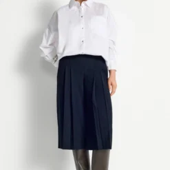 Long Wide Leg Culotte, midnight blue