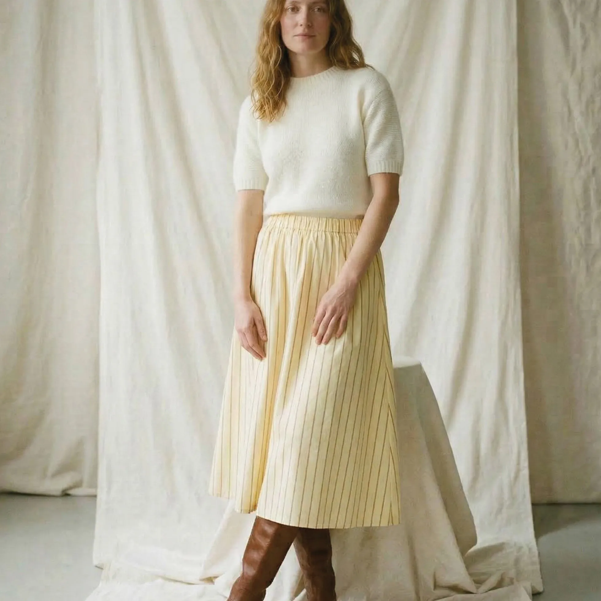 Louise Skirt, sand/orange stripe