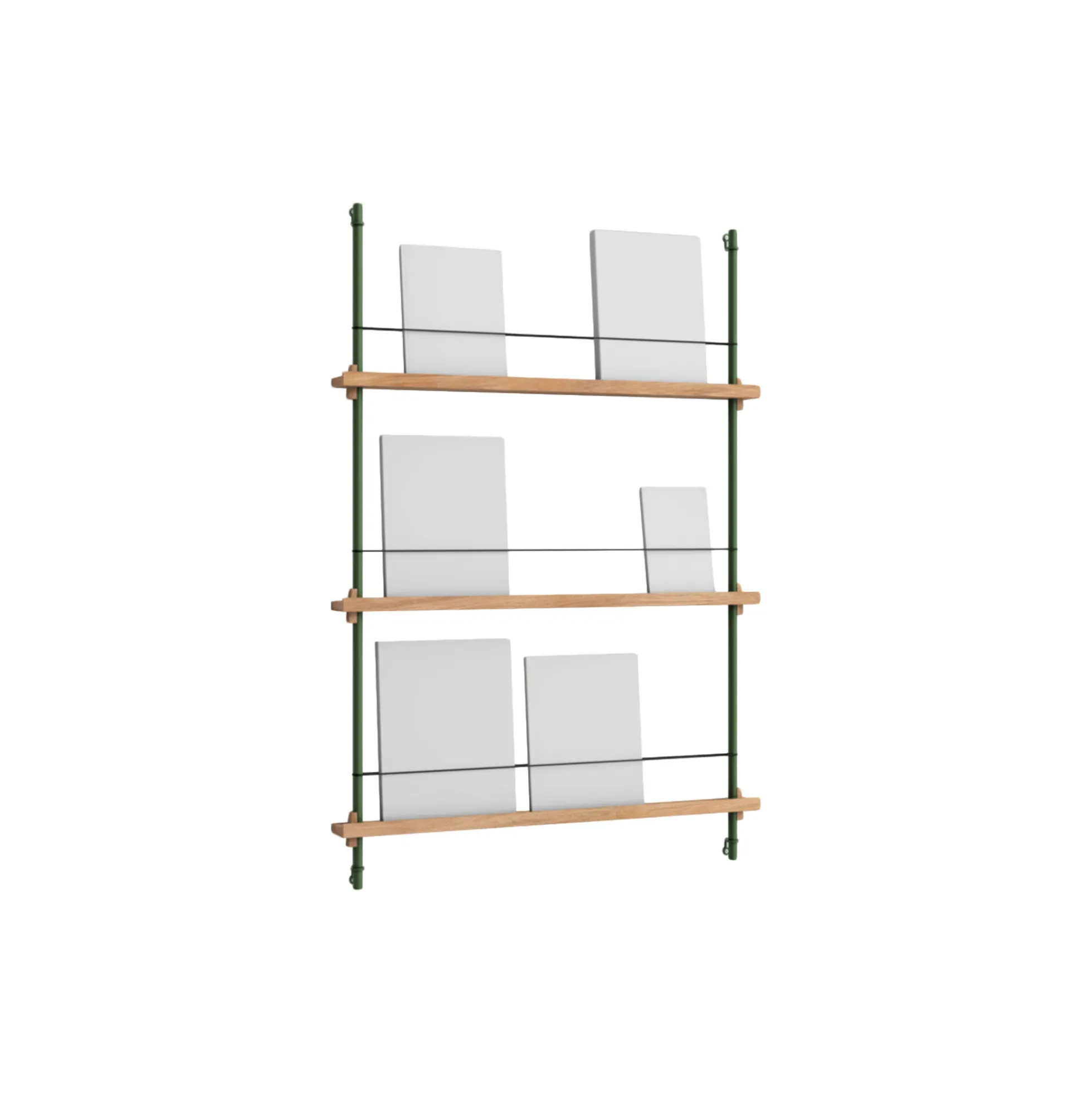 Magazine Shelving Medium, oak/pine green