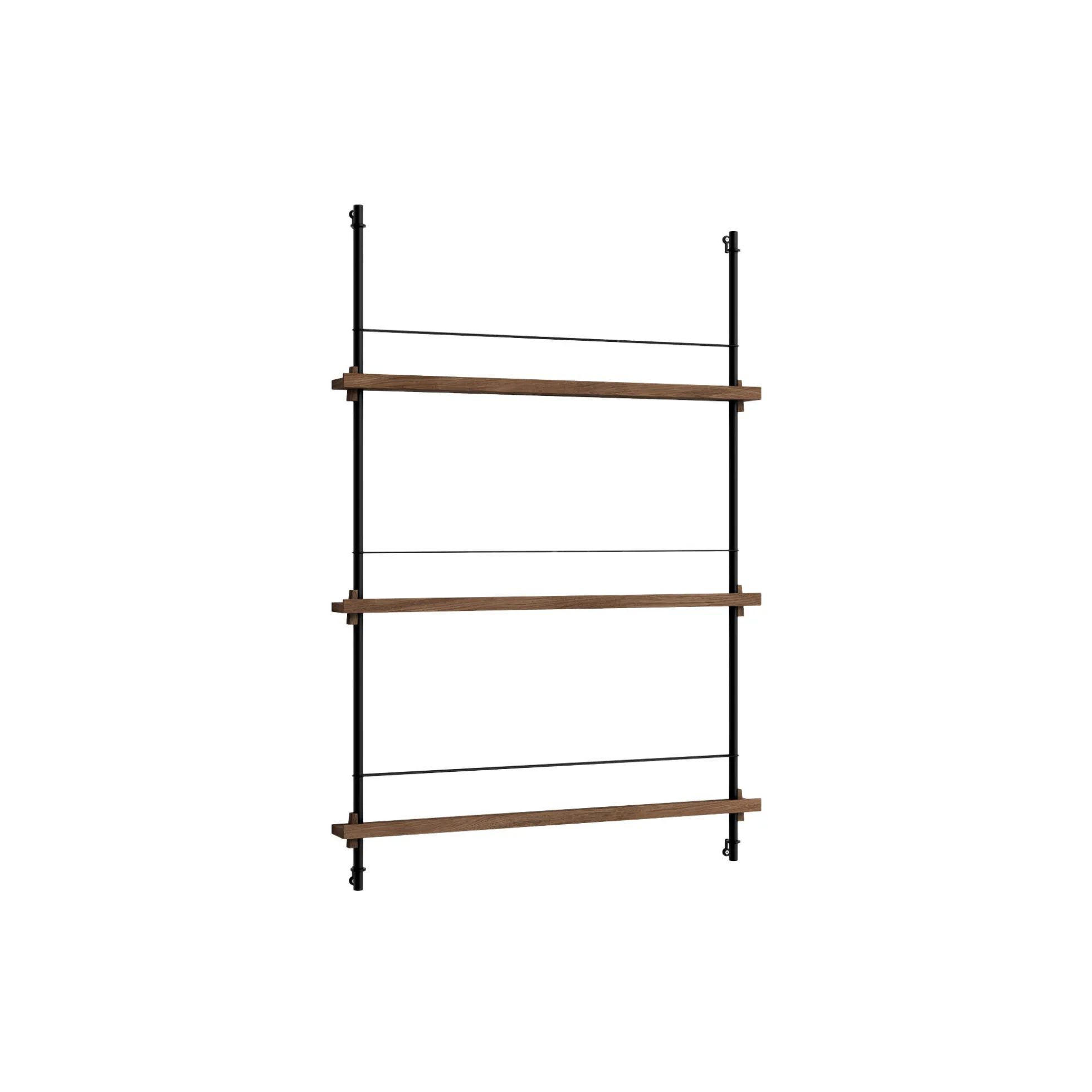 Magazine Shelving Medium, smoked oak/black