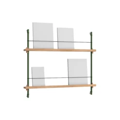 Magazine Shelving Small, oak/pine green