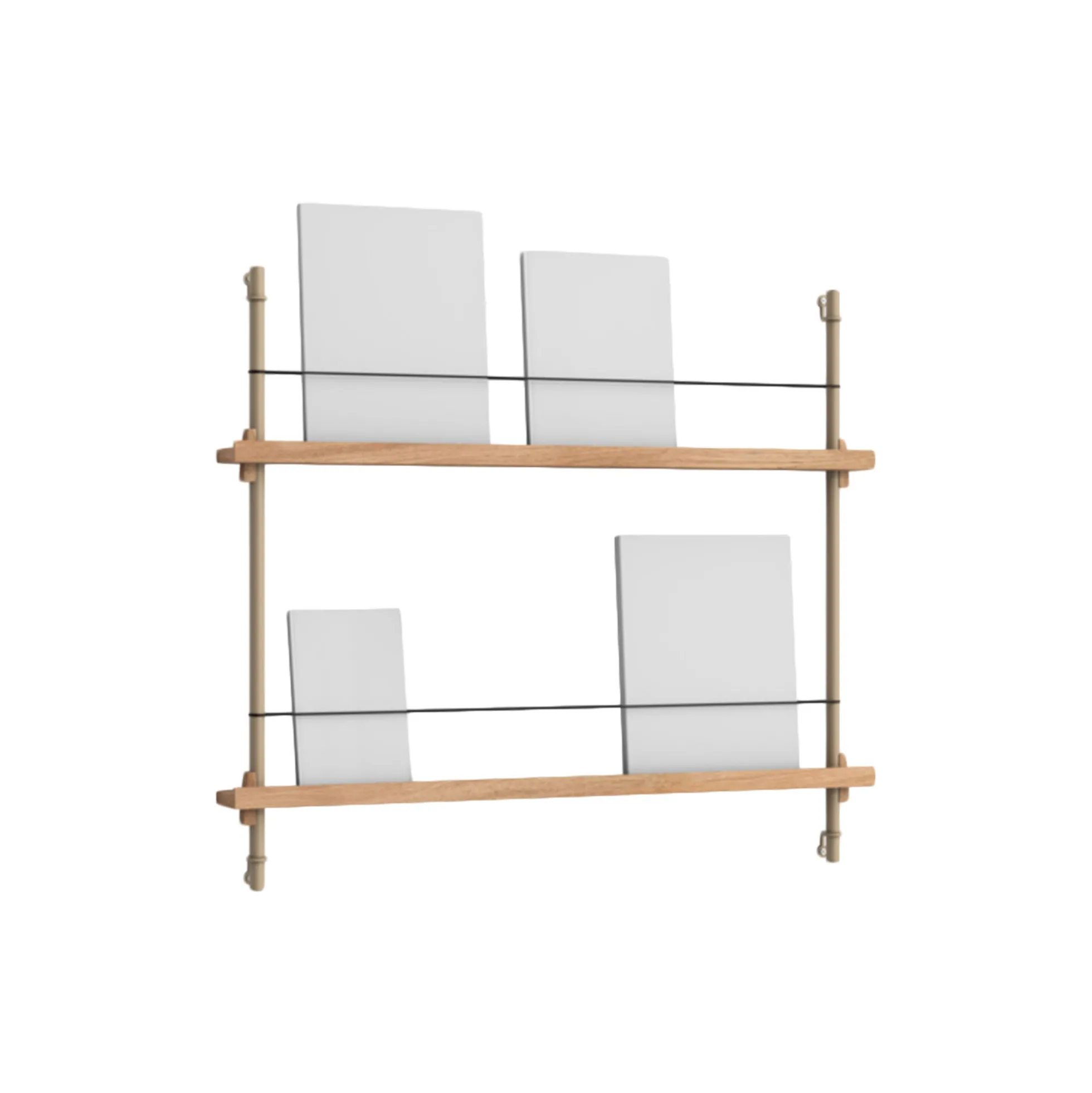 Magazine Shelving Small, oak/warm grey