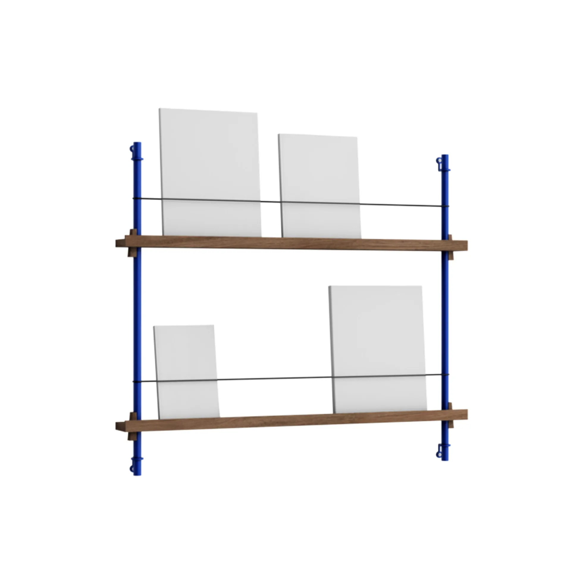 Magazine Shelving Small, smoked oak/deep blue