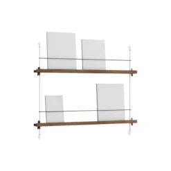 Magazine Shelving Small, smoked oak/white