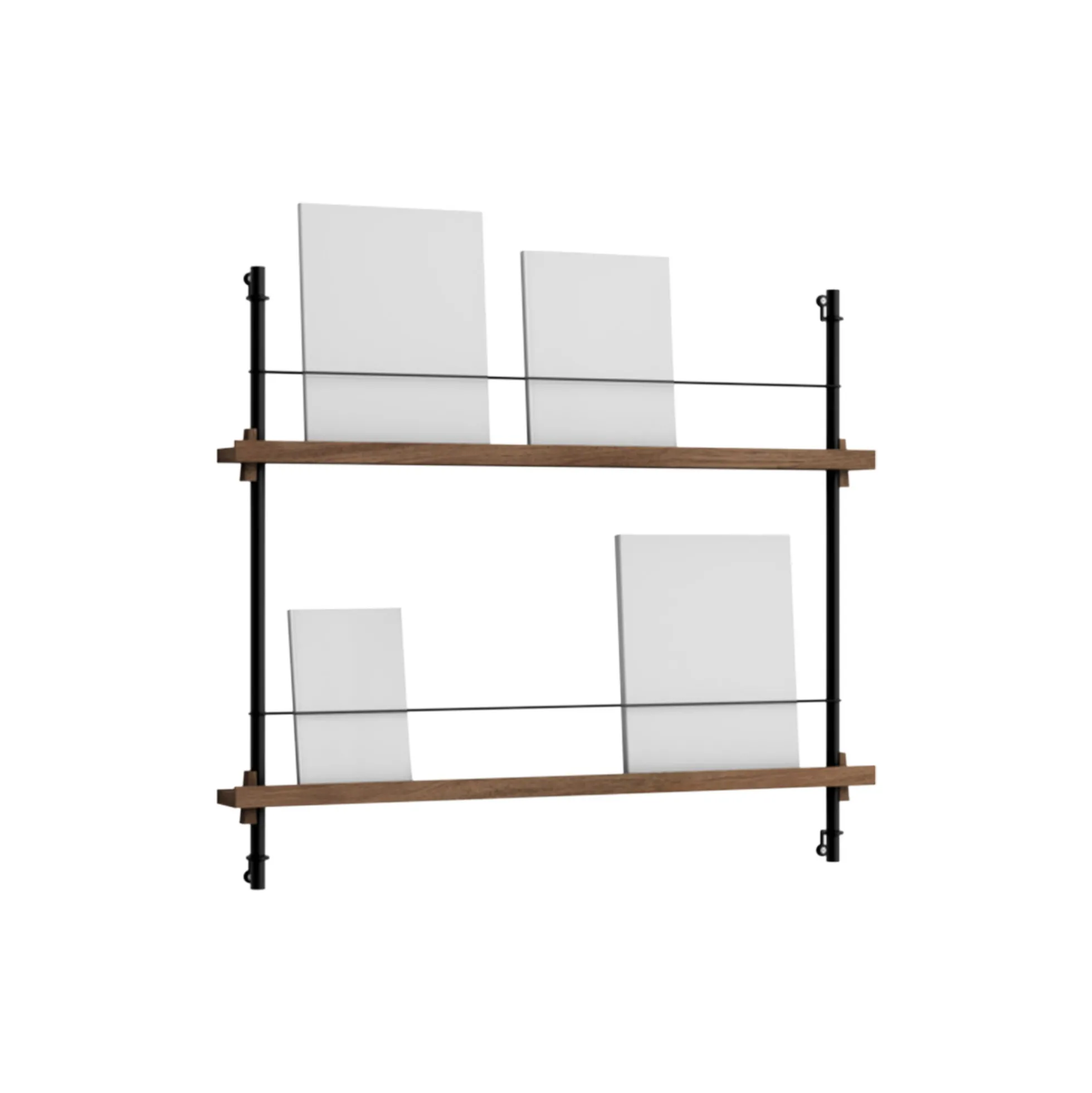 Magazine Shelving Small, smoked oak/black
