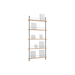 Magazine Shelving Tall, oak/black