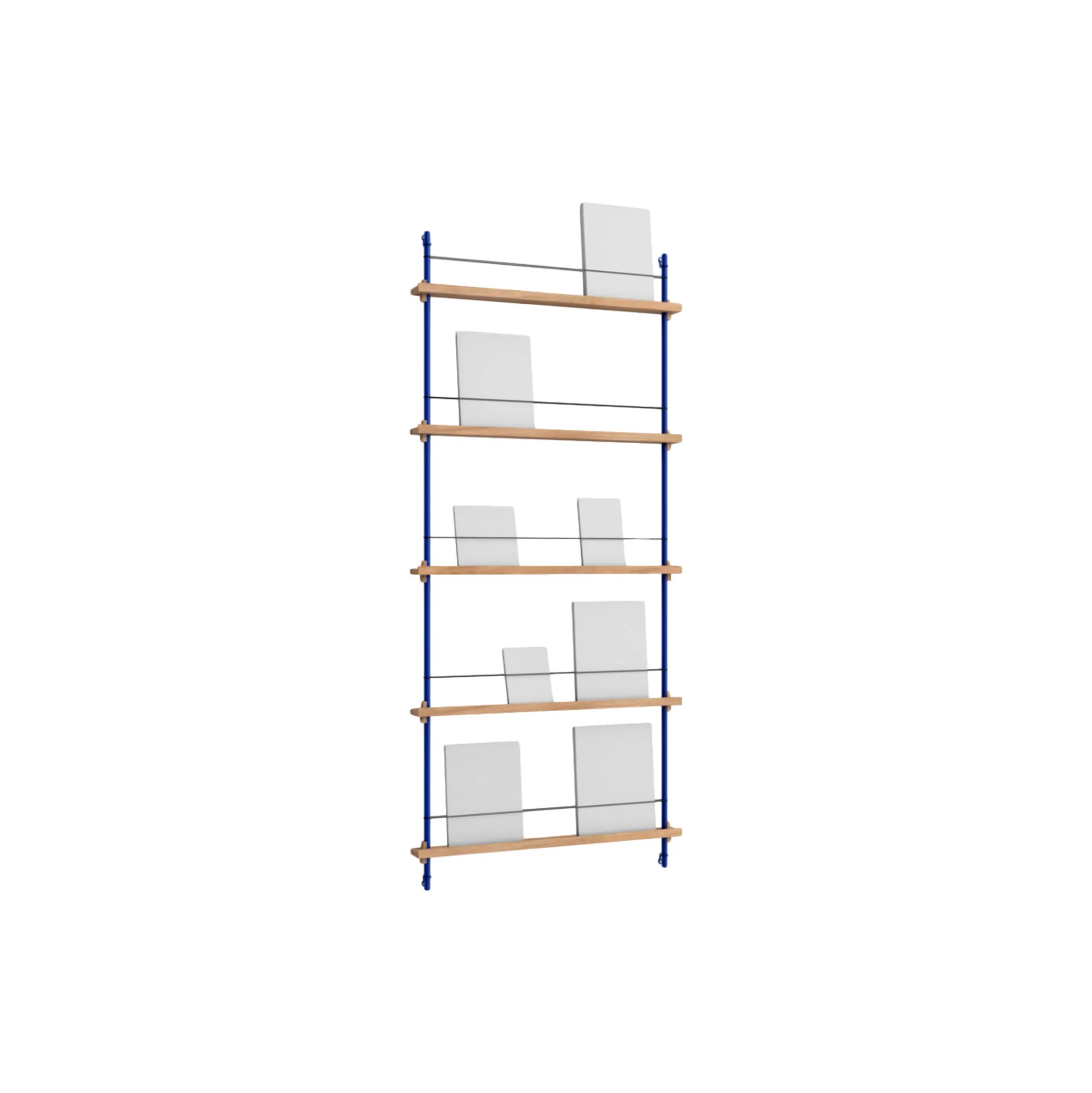 Magazine Shelving Tall, oak/deep blue