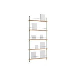 Magazine Shelving Tall, oak/pine green