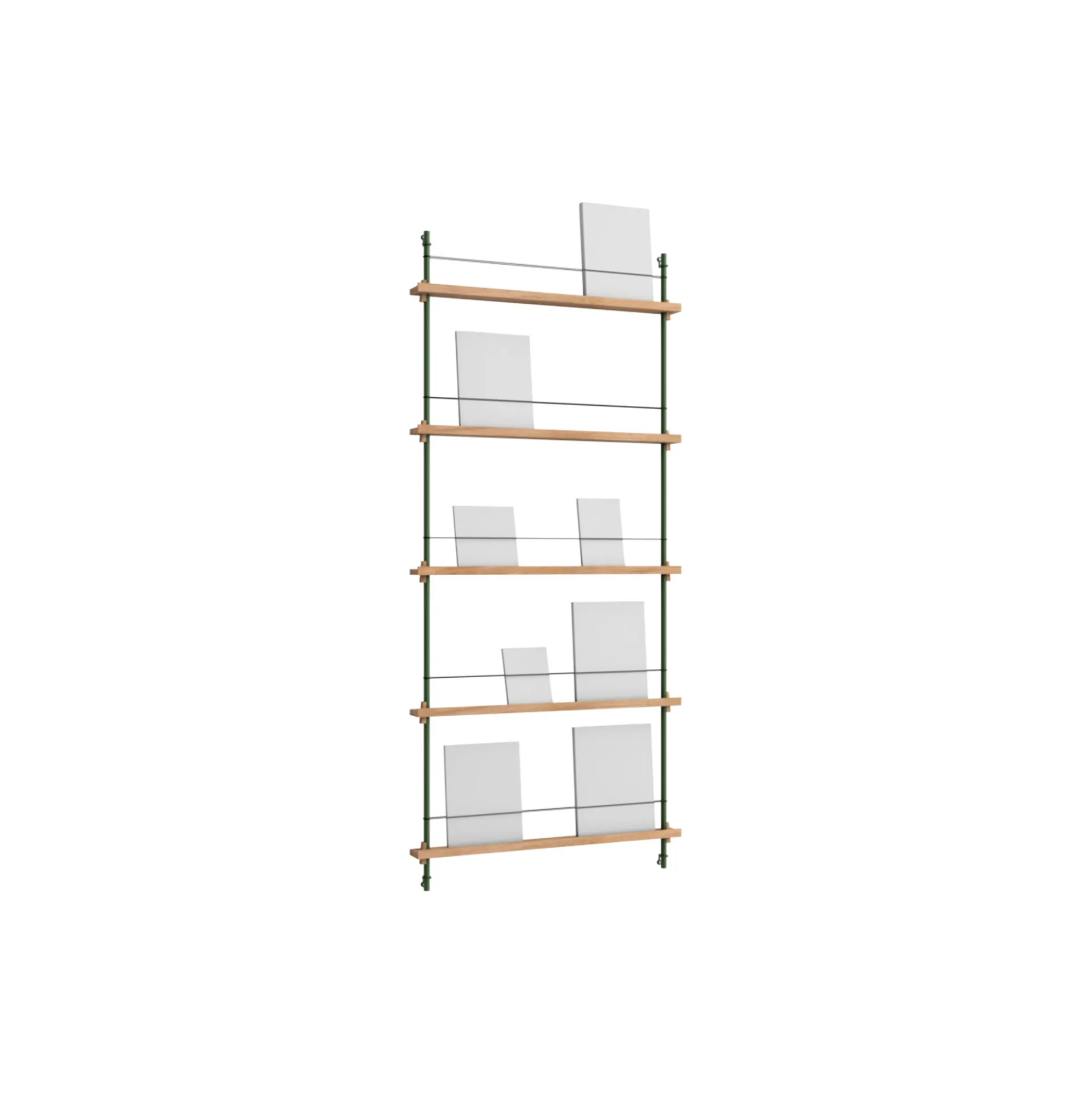 Magazine Shelving Tall, oak/pine green