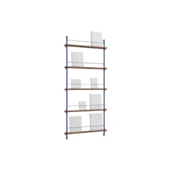 Magazine Shelving Tall, smoked oak/deep blue