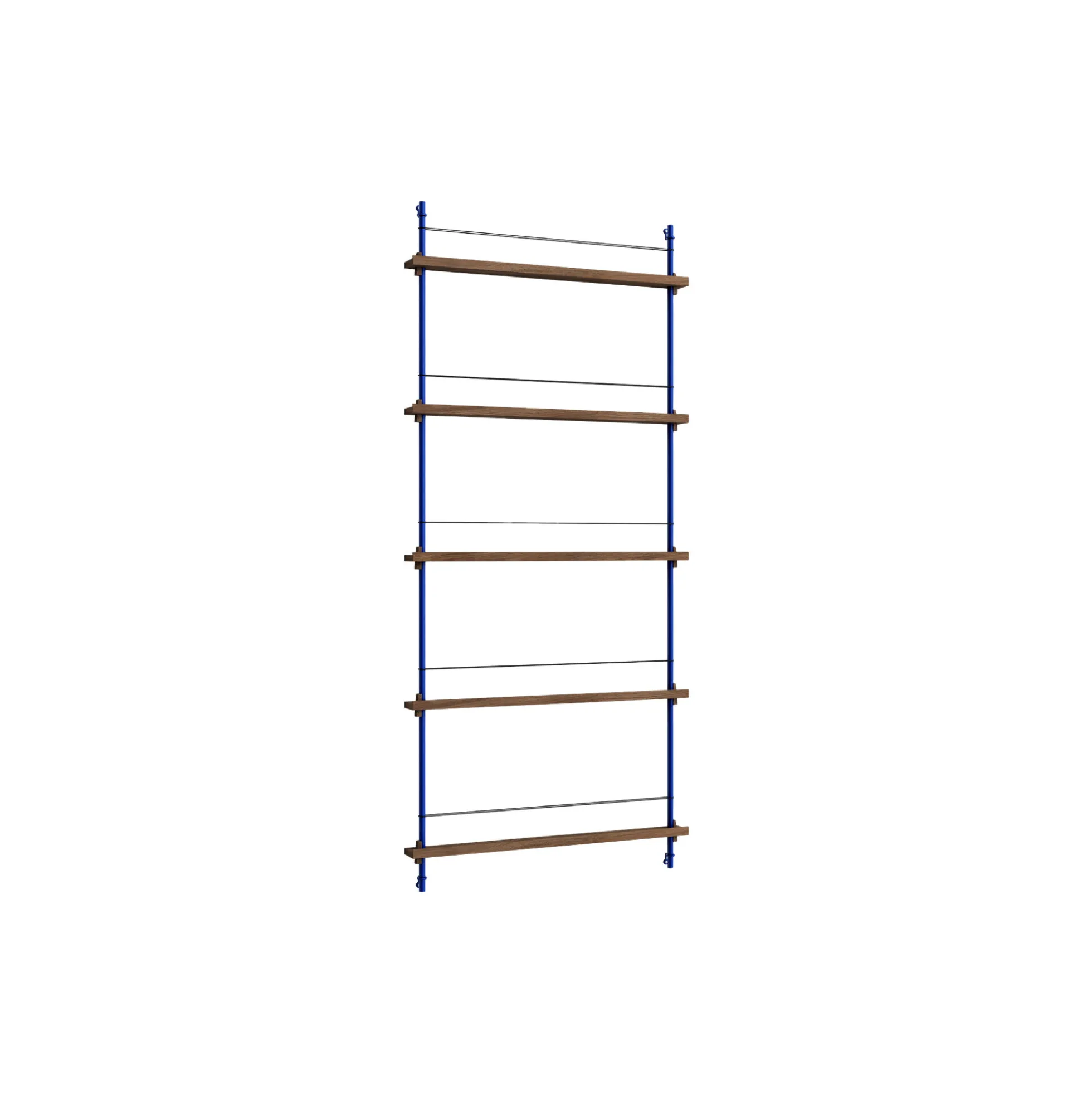 Magazine Shelving Tall, smoked oak/deep blue