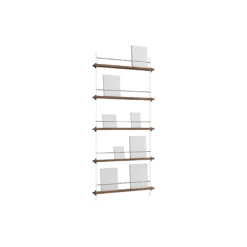 Magazine Shelving Tall, smoked oak/white