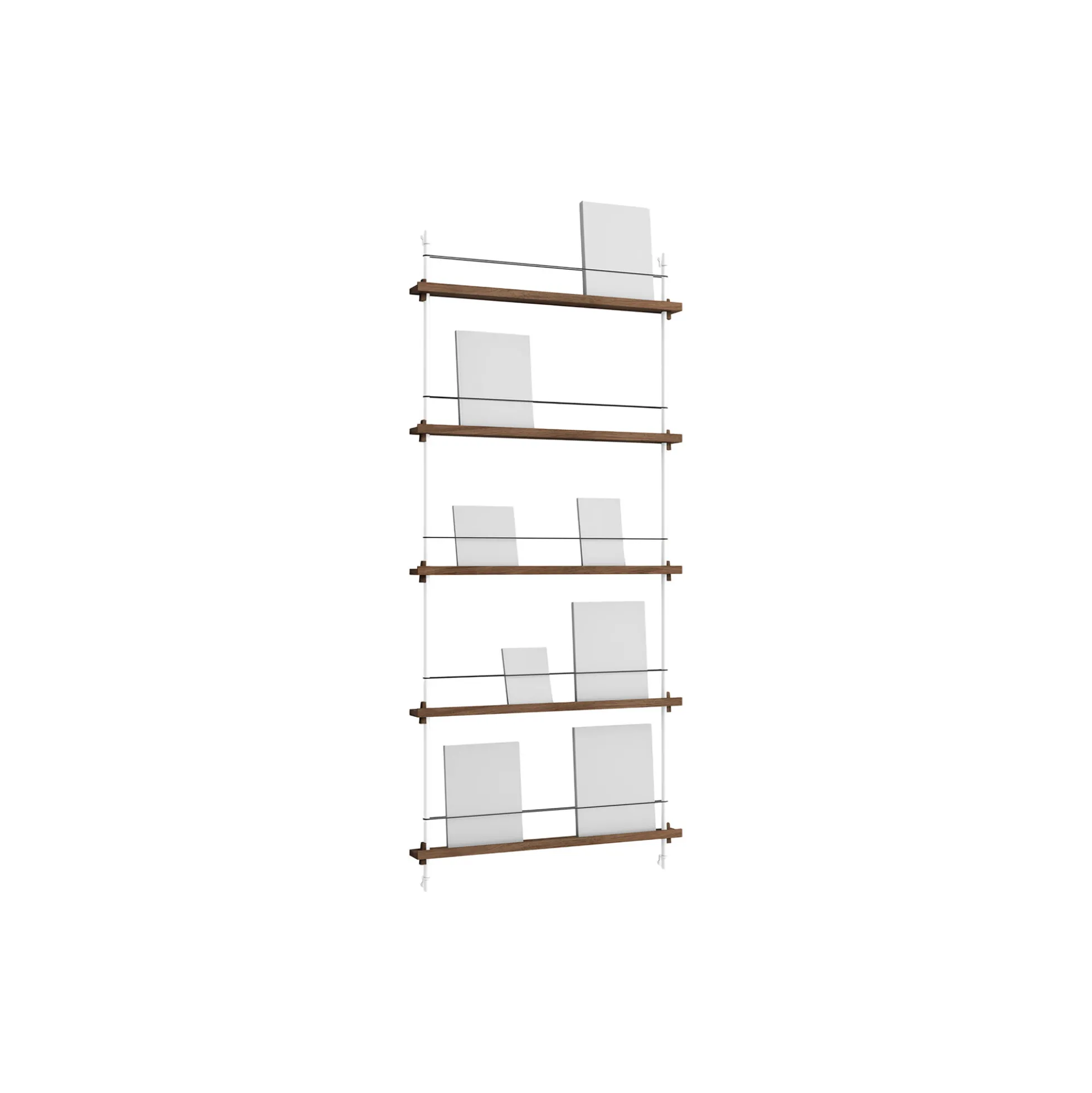 Magazine Shelving Tall, smoked oak/white