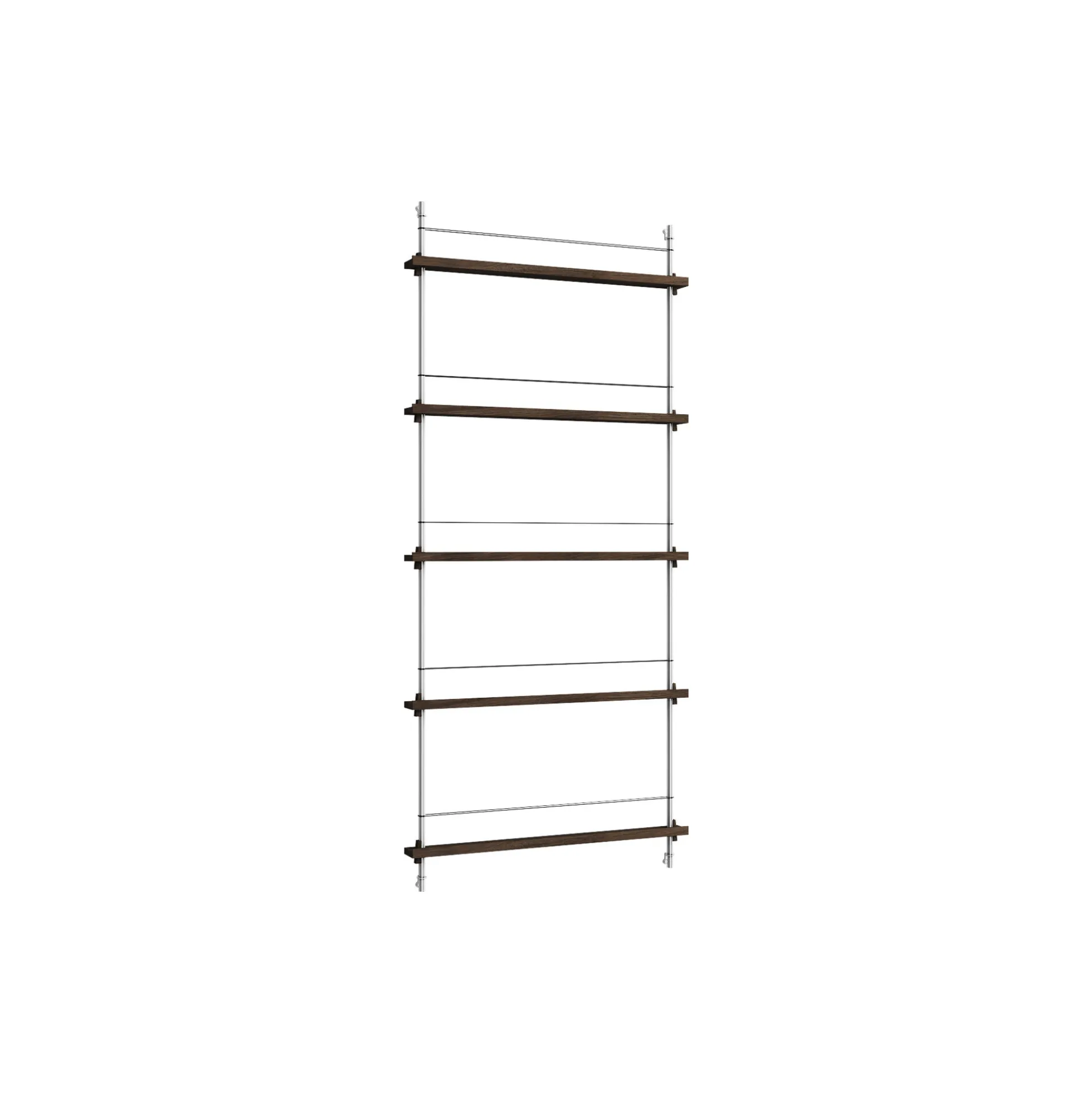 Magazine Shelving Tall, smoked oak/stainless steel